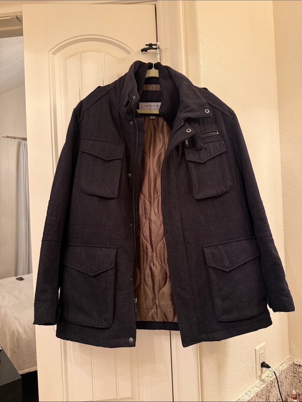 Andrew Marc Men's Dark Gray Field Jacket with Quilted Lining Size XL